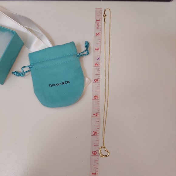 🟢Tiffany & Co🟢 Elsa Peretti Open Heart Pendant Necklace 18K Yellow Gold - Picture 11 of 16
